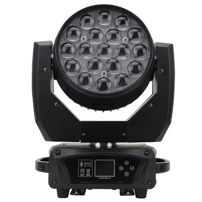 RGBW Gerak Head Wash Lampu 19 * 15w Fokus Mekanis Lampu Zoom LED